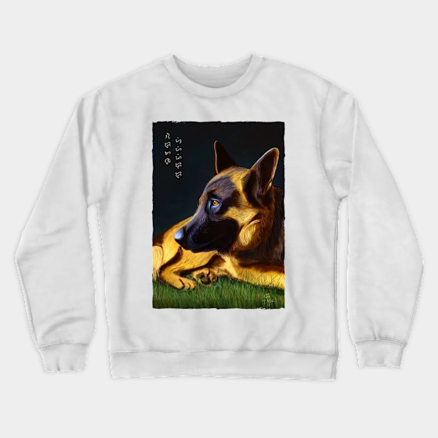 German Shepherd - White Crewneck Sweatshirt by Thor Reyes